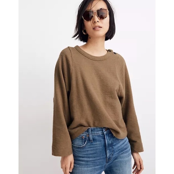Madewell Shoulder-Button Elbow-Patch Sweater - Picture 1 of 7